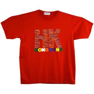 Vintage HONG KONG T Shirt Size LARGE L Red Short Sleeve HK